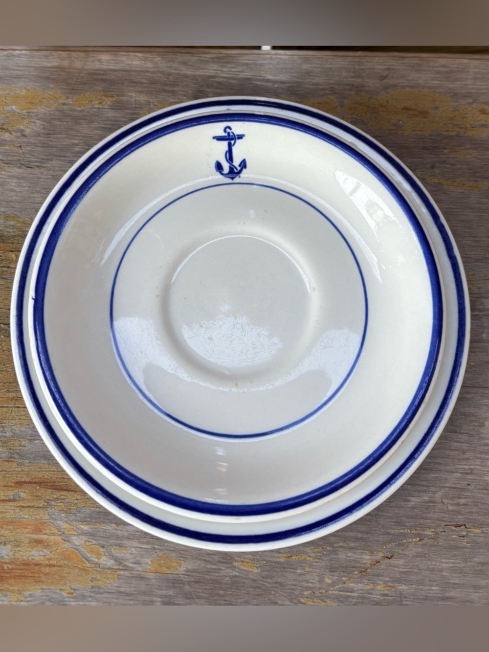 Vintage Shenango China Fouled Anchor Navy Officer's Mess Salad Plate & Saucer